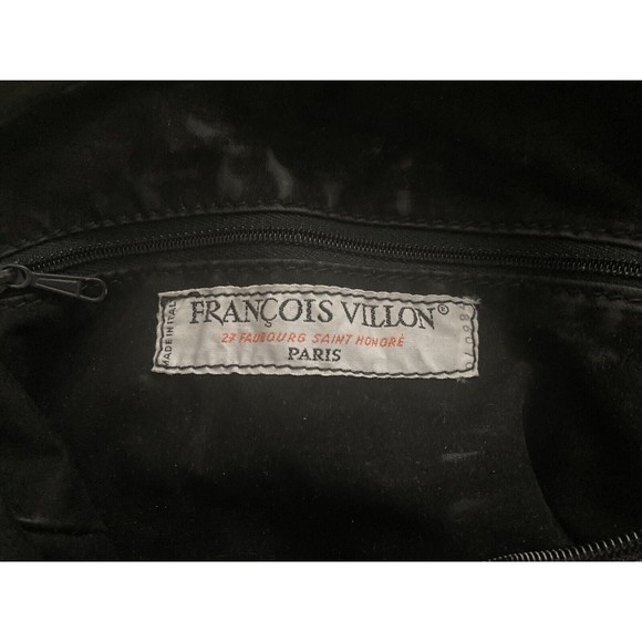 Vintage 60s-70s Francois Villon Black Leather Purse with Leather Strap - Picture 12 of 16